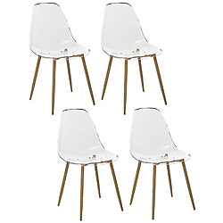 Toilinux Lot de 4 Chaises Thao en polycarbonate - Transparent et Beige