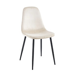 Hooma Lot de 4 chaises scandinaves confortables en velours et métal - Beige pas cher