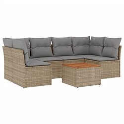 vidaXL Salon de jardin avec coussins 7pcs mélange beige résine tressée