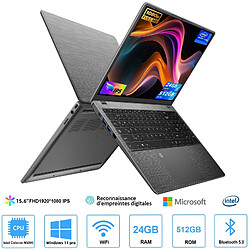 VANWIN PC Portable 15,6FHD+ Windows 11pro 24Go RAM 512Go SSD Intel Celeron N5095(jusqu'à 2,9 GHz) Ordinateur Portable 170° Convertible Type-C 5000mAh Battrerie-AZERTY