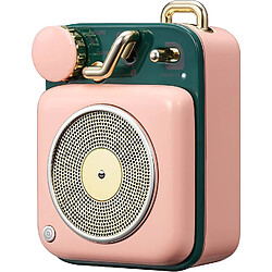 Chrono Rétro Haut-Parleur Bluetooth- Button Haut-Parleur sans Fil Bluetooth-Portable Rétro Vintage Loudspeaker-Enceinte Portable Bluetooth pour Maison Bureau Cuisine Voyages et l'extérieur,Rose