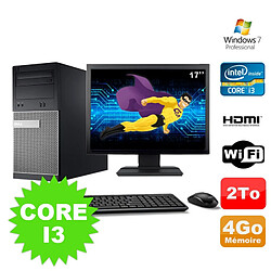 Lot PC Tour DELL 3010 MT I3-2120 Graveur 4Go 2To HDMI Wifi W7 + Ecran 17" - Occasion