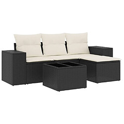 Maison Chic Salon de jardin 5 pcs avec coussins | Ensemble de Table et chaises | Mobilier d'Extérieur noir résine tressée -GKD33021