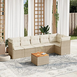 vidaXL Salon de jardin avec coussins 7 pcs beige résine tressée 