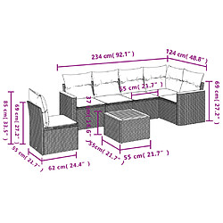 vidaXL Salon de jardin avec coussins 7 pcs beige résine tressée pas cher