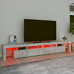 Maison Chic Meubles TV avec lumières LED - Banc TV pour salon Gris béton 260x36,5x40 cm -MN57504 pas cher