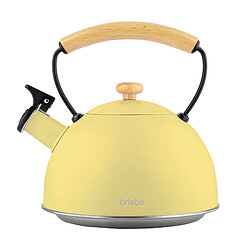 Bouilloire à Induction Théière Sifflet 2,3L Acier Inox. Retro, Poignée en Bois, , Jaune, Briebe, Pastel 