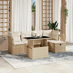 vidaXL Salon de jardin avec coussins 6 pcs beige résine tressée