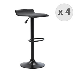 Moloo LEO - Tabourets de bar design réglable PU noir pieds noirs (x4)