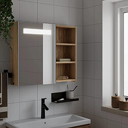 vidaXL Armoire de salle de bain à miroir avec LED chêne 60x13x52 cm 