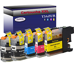 T3Azur Lot de 5 Cartouches compatibles Brother MFC-J4510DW, MFC-J4610DW, LC127XL, LC125XL