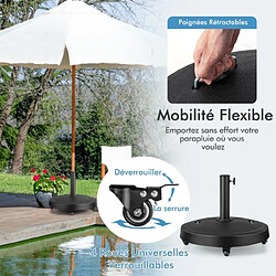 Acheter Helloshop26 Pied de parasol sur roulettes diamètre 52cm socle parasol extérieur en résine avec 2 poignées rétractables 4 roue verrouillables pour poteaux de parasol 38/48 mm 20_0009078