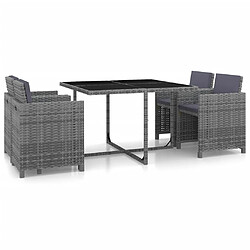 Maison Chic Salon de jardin encastrable 5 pcs et coussins - Ensemble table et chaises d'extérieur - Salon/Mobilier de jardin classique Rotin Gris -MN15560