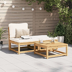 vidaXL Salon de jardin 3 pcs avec coussins bois massif d'acacia 