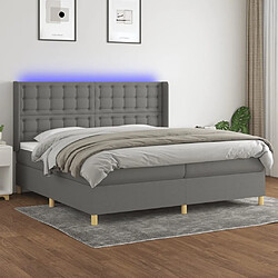 Sommier à lattes et matelas LED,Cadre à lattes de lit pour Adulte Gris foncé 200x200 cm Tissu -MN34996