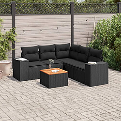 vidaXL Salon de jardin 6 pcs avec coussins noir résine tressée