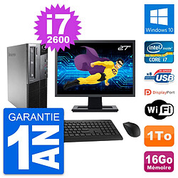 PC Lenovo M81 SFF Ecran 27" Intel i7-2600 RAM 16Go Disque 1To Windows 10 Wifi - Occasion