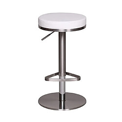 Mes Tabouret de bar rond réglable en hauteur 38x38x57/82 cm en PU blanc