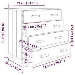 vidaXL Buffet HAMAR Gris clair 79x40x80 cm Bois massif de pin pas cher