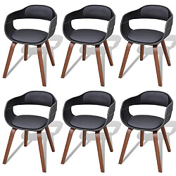 vidaXL Chaises à manger lot de 6 noir bois courbé et similicuir