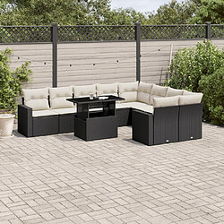 vidaXL Salon de jardin 10 pcs avec coussins noir résine tressée 