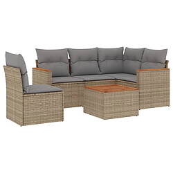 Maison Chic Ensemble à manger d'extérieur 6 pcs avec coussins,Salon de jardin,Mobilier de jardin mélange beige résine tressée -GKD762219