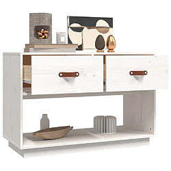 Maison Chic Meuble TV scandinave - Banc TV pour salon Blanc 90x40x60 cm Bois de pin massif -MN61365 pas cher