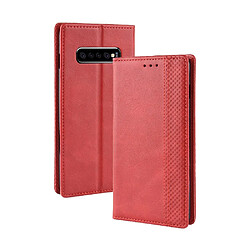 Etui en PU style vintage avec support rouge pour votre Samsung Galaxy S10 Plus