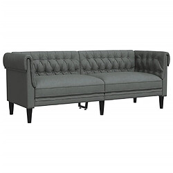 vidaXL Canapé Chesterfield 3 places gris foncé tissu