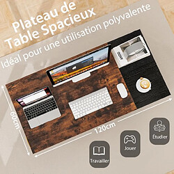 Avis Helloshop26 Bureau de 120 cm poste de travail informatique moderne avec 2 tiroirs crochet de suspension étagère de rangement marron rustique et noir 20_0007992