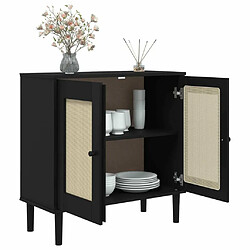 Avis vidaXL Buffet SENJA aspect rotin noir 80x35x80 cm bois massif de pin