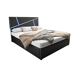 ComfortXL Lit Rembourré Confortable Avec Bandeaux Lumineux LED, 160 * 200 Cm, Noir