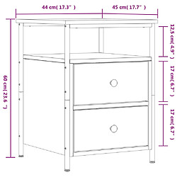 vidaXL Tables de chevet 2 pcs sonoma gris 44x45x60cm bois d'ingénierie pas cher