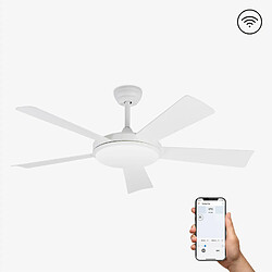 Faro Barcelona Ventilateur de plafond blanc à 5 pales avec moteur à courant continu intelligent