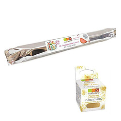 Scrapcooking Rouleau de pâte à sucre blanche Ø 36 cm + paillettes dorées