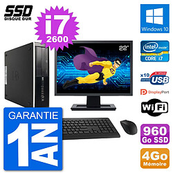 PC HP Compaq Pro 6300 SFF Ecran 22" i7-2600 RAM 4Go SSD 960Go Windows 10 Wifi · Occasion 