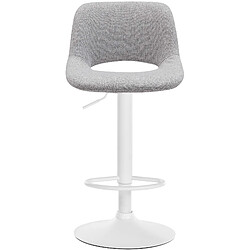 Decoshop26 Tabourets de bar chaises haute x2 avec repose-pieds en tissu gris clair piètement métallique blanc 10_0004100