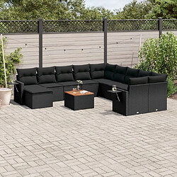 Maison Chic Salon de jardin 12 pcs avec coussins, Ensemble Tables et chaises d'extérieur noir résine tressée -GKD338119