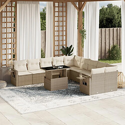 vidaXL Salon de jardin 11 pcs avec coussins beige résine tressée 