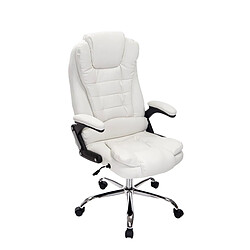 Decoshop26 Fauteuil de bureau sur roulettes confortablement rembourrés avec accoudoirs en PVC blanc et métal chromé 10_0002656