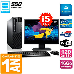 PC Lenovo M92p SFF Ecran 19" Core I5-3470 16Go Disque 120Go SSD Wifi W7 · Occasion 