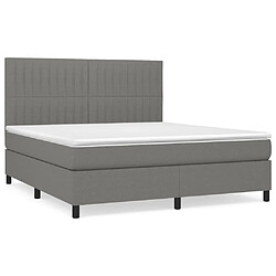 vidaXL Sommier à lattes de lit avec matelas Gris foncé 160x200cm Tissu