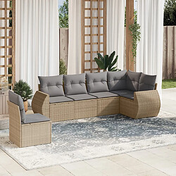 vidaXL Salon de jardin avec coussins 6 pcs beige résine tressée 