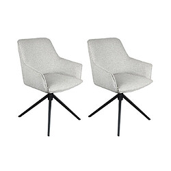 Mes Lot de 2 fauteuils pivotant 59x61x83,5 cm en tissu gris clair et noir 