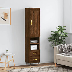 vidaXL Buffet haut Chêne marron 34,5x34x180 cm Bois d'ingénierie