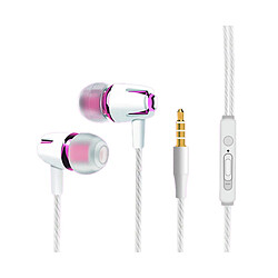 LUUCOZK YM108 Écouteurs filaires à contrôle filaire 3,5 mm Écouteurs intra-auriculaires ergonomiques 4D-Rouge rosé 