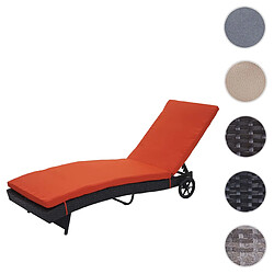 Mendler Bain de soleil HWC-D80, bain de soleil de jardin, poly-rattan ~ anthracite, coussins terracotta