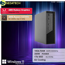 Sedatech Mini-PC Pro • AMD Ryzen 7 8700G • Radeon Vega • 16Go DDR5 • 1To SSD M.2 • DVD-RW • Windows 11