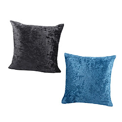 Acheter housse de coussin en velours en peluche de forme carrée bleu et noir pour canapé