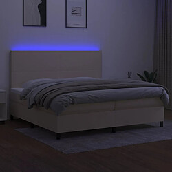 Avis vidaXL Sommier à lattes de lit et matelas et LED Crème 200x200cm Tissu